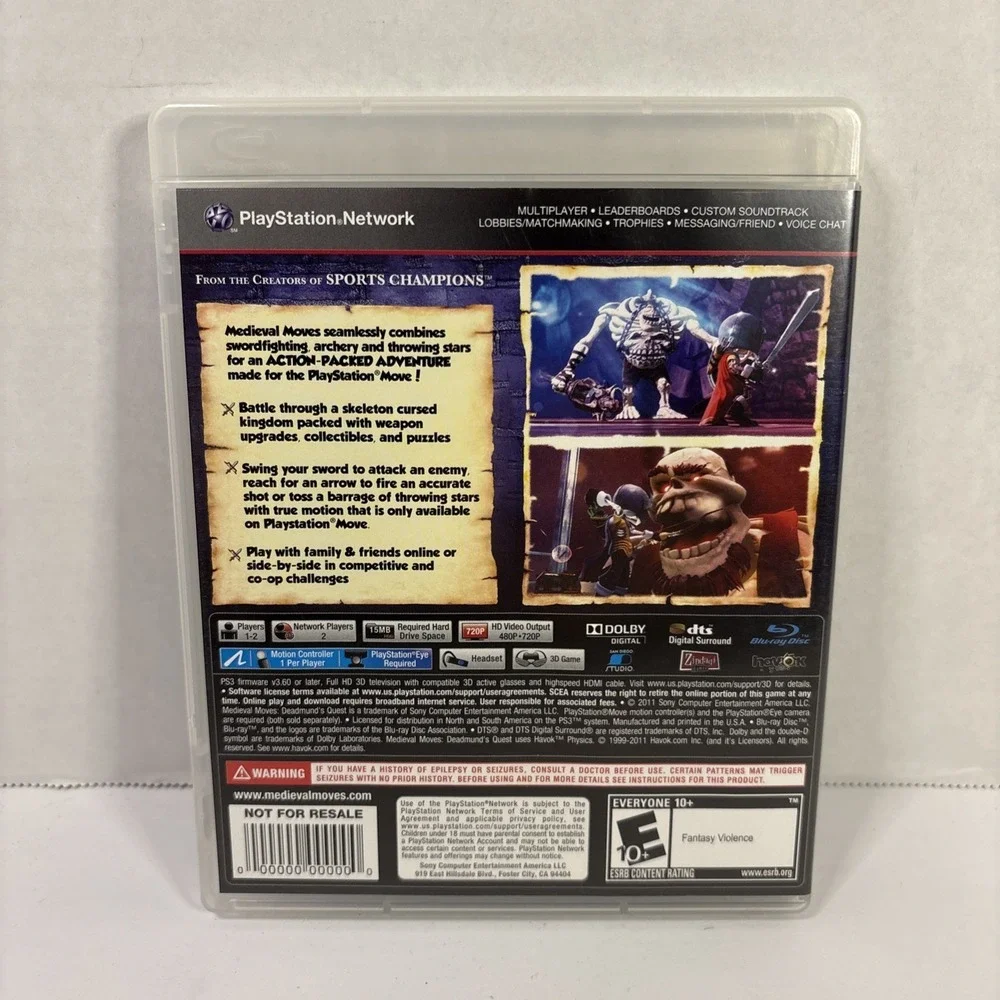 Medieval Moves Deadmund's Quest Sony PS3 PlayStation 3 Move Required CIB 3D Game